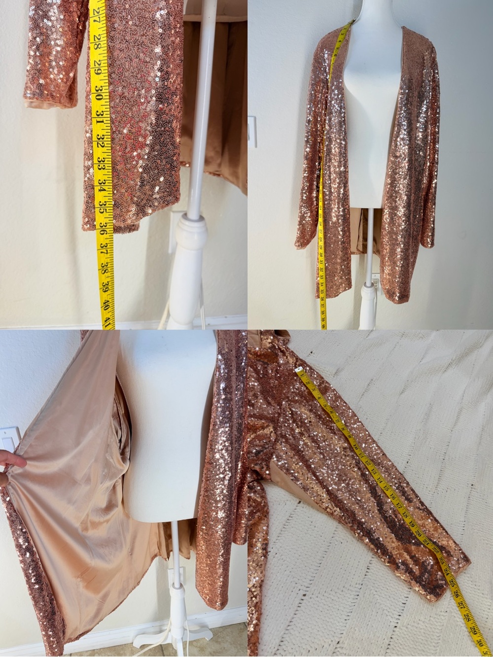 Torrid Women’s Sequin Open Front Duster Cardigan Rose Gold Size 4 - Picture 16 of 16